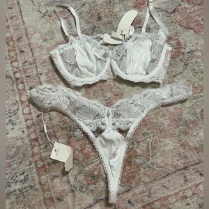 For Love & Lemons Lingerie Set in White- SIZE MEDIUM, BRAND NEW